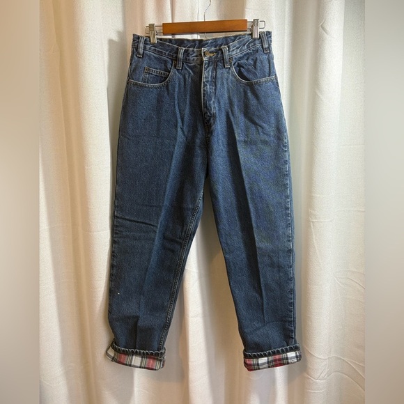 Guide Gear Vintage Flannel Fully Lined High Waist Mom Jeans 90’s Plaid Sz 12 328 - Picture 1 of 12
